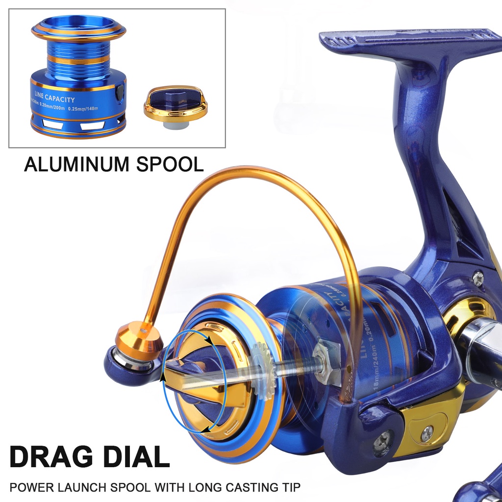 Joran Pancing Set Reel Pancing 1000-7000 12BB Rasio Gear 5.2: 1 Metal Fishing reel Gulungan pancing aluminium Reel Pancing Spinning Fishing Reel 1000-7000 Harga Terendah Untuk Metal Spool Joran Pancing Alat Pancingan