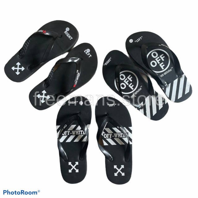 Sandal pria Original sandal karet pria sintetis spons OFF WHITE black white jepit pria wanita gaya