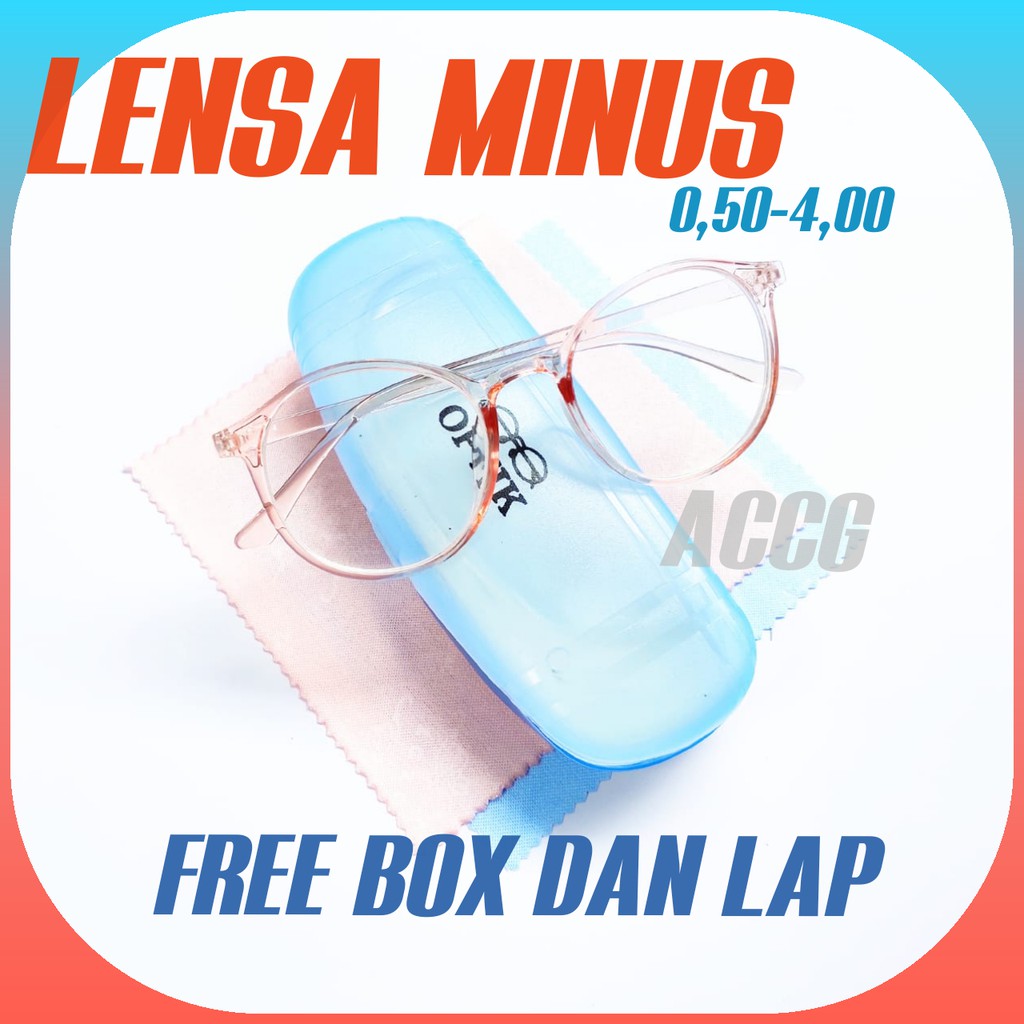 READY STOCK LENSA MINUS OVAL MODEL KOREAN TERBARU UKURAN 0.50-4.00 FREE BOX DAN LAP