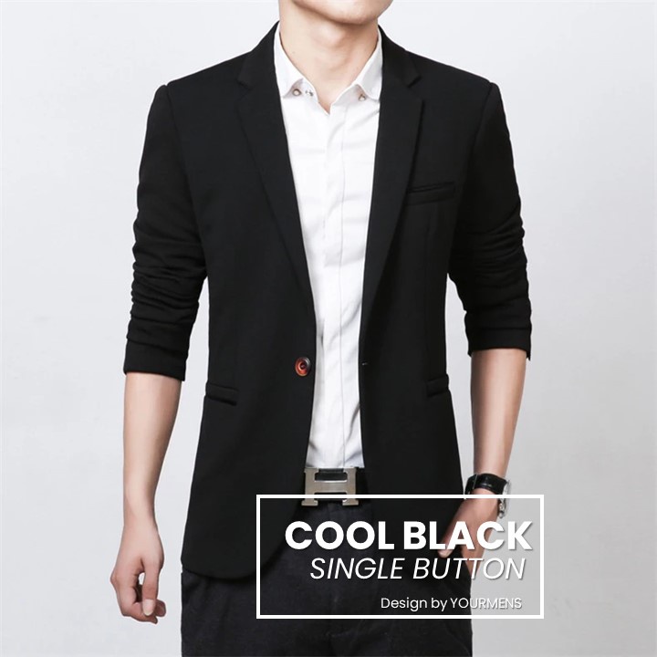 [COD] BLAZER SLIMFIT PRIA KANCING 1 COOL BLACK EDITION | BLAZER FORMAL FULL HITAM ORIGINAL NIKAYU