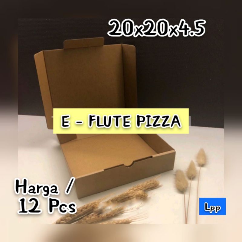 

[ 12 PCS ] BOX E ~ FLUTE PIZZA uk 20 x 20 x 4.5 cm hampers brown ~ FOOD GRADE
