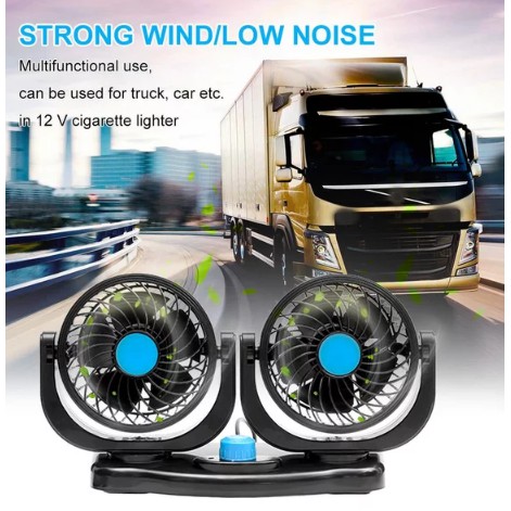 Kipas angin AC Mobil portable double 2 car fan 6inch 360 degree geleng super dingin