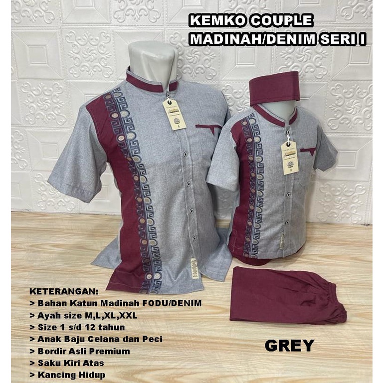 AGNINA_ kEMEJA Koko Couple Ayah Anak - Atasan Muslim Pria Bordir - Sarimbit Lebaran Kembaran Murah