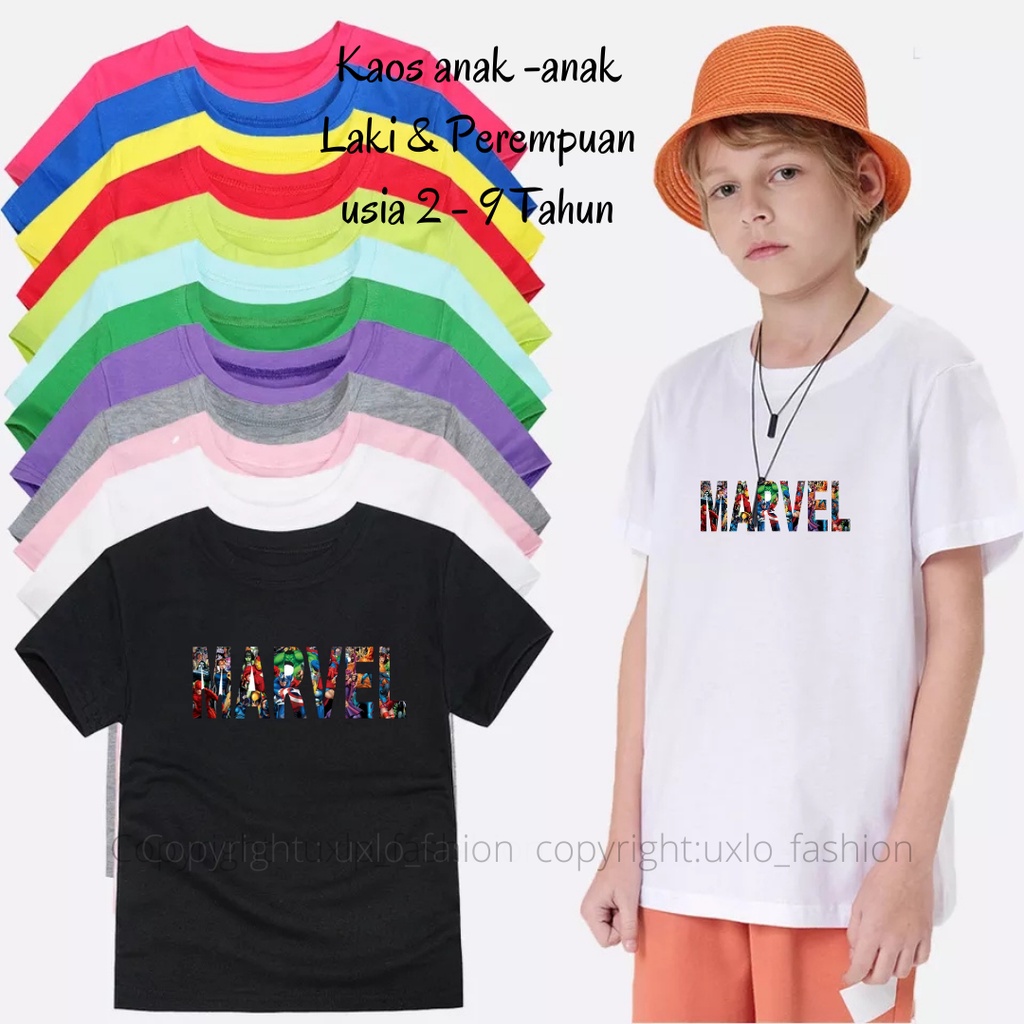 KAOS ANAK LAKI LAKI DAN PEREMPUAN SUPERHERO MARVEL IDEAL USIA 2 SAMPAI 9 TAHUN UXLO FASHION