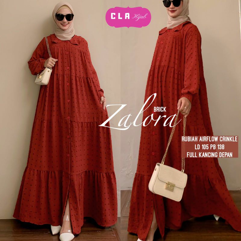 Gamis motif polka maxy rubiah airflow crincle