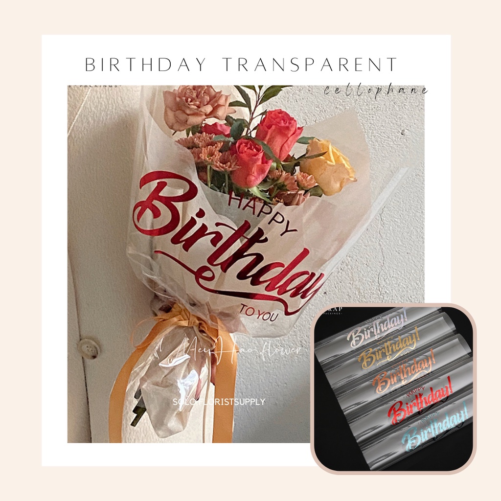 

FLOWER WRAPPING HAPPY BIRTHDAY TRANSAPRENT CELLOPHANE OPP valentine WRAPPING PAPER PLASTIK BENING BINGKISAN ULANG TAHUN Flower News Wrapping Cellophane Paper Berita Koran Kertas Buket Bouquet Kado Bunga Color Hias Party Birthday Wedding