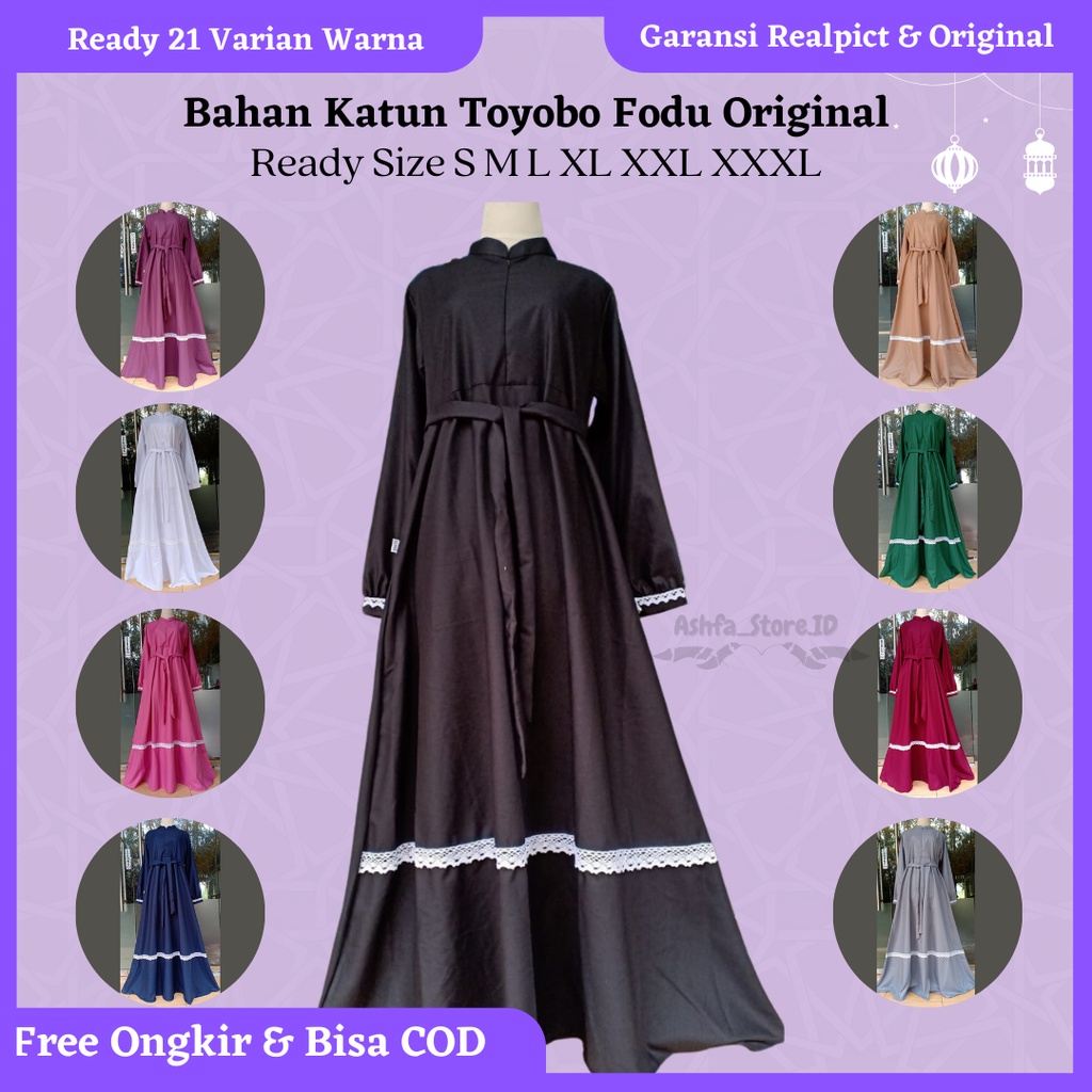 Gamis Toyobo Renda Size S M L XL XXL Gamis Toyobo Ori Gamis Bahan Katun Toyobo