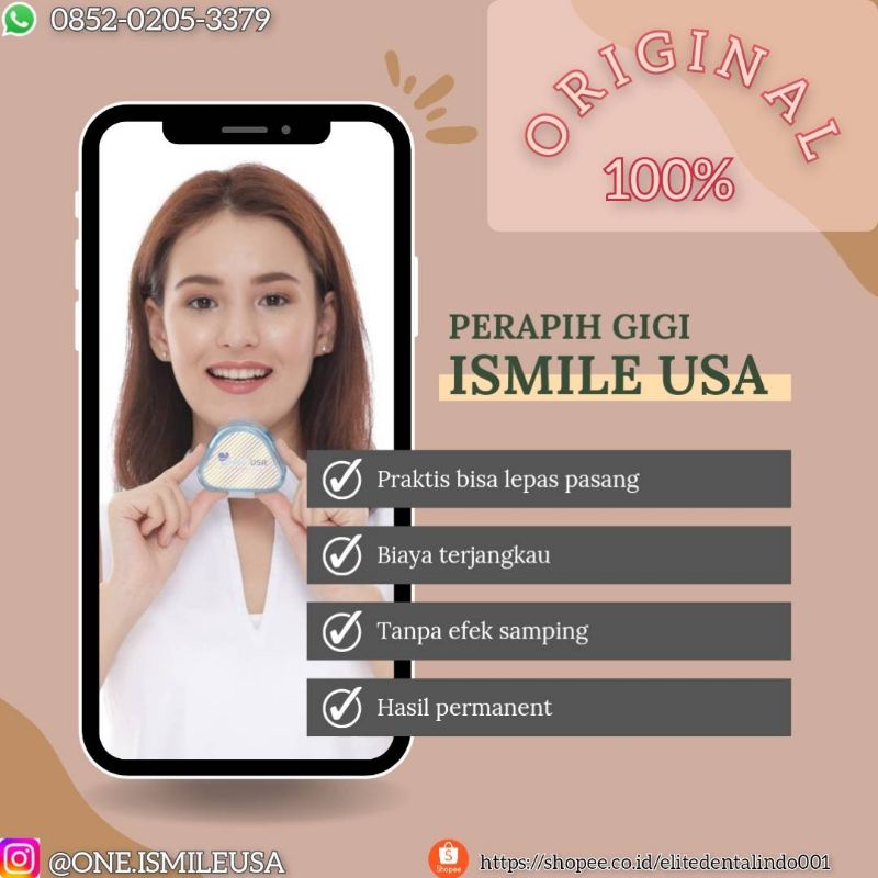garansi 100% alat perapih gigi ISMILE USA original 100% tanpa behel ismileUSA/Perapi Gigi Original/R