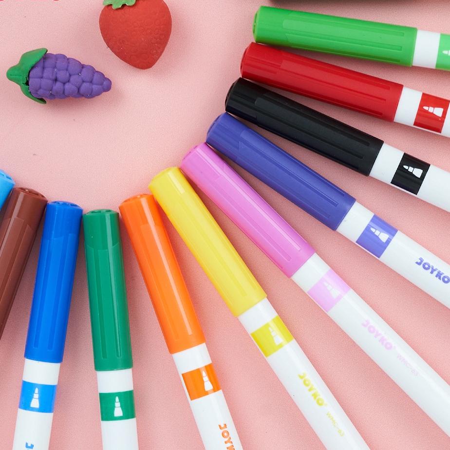 

Miliki Spidol Warna Papan Tulis Color Whiteboard Marker Joyko WMC-63 12 Warna ,.