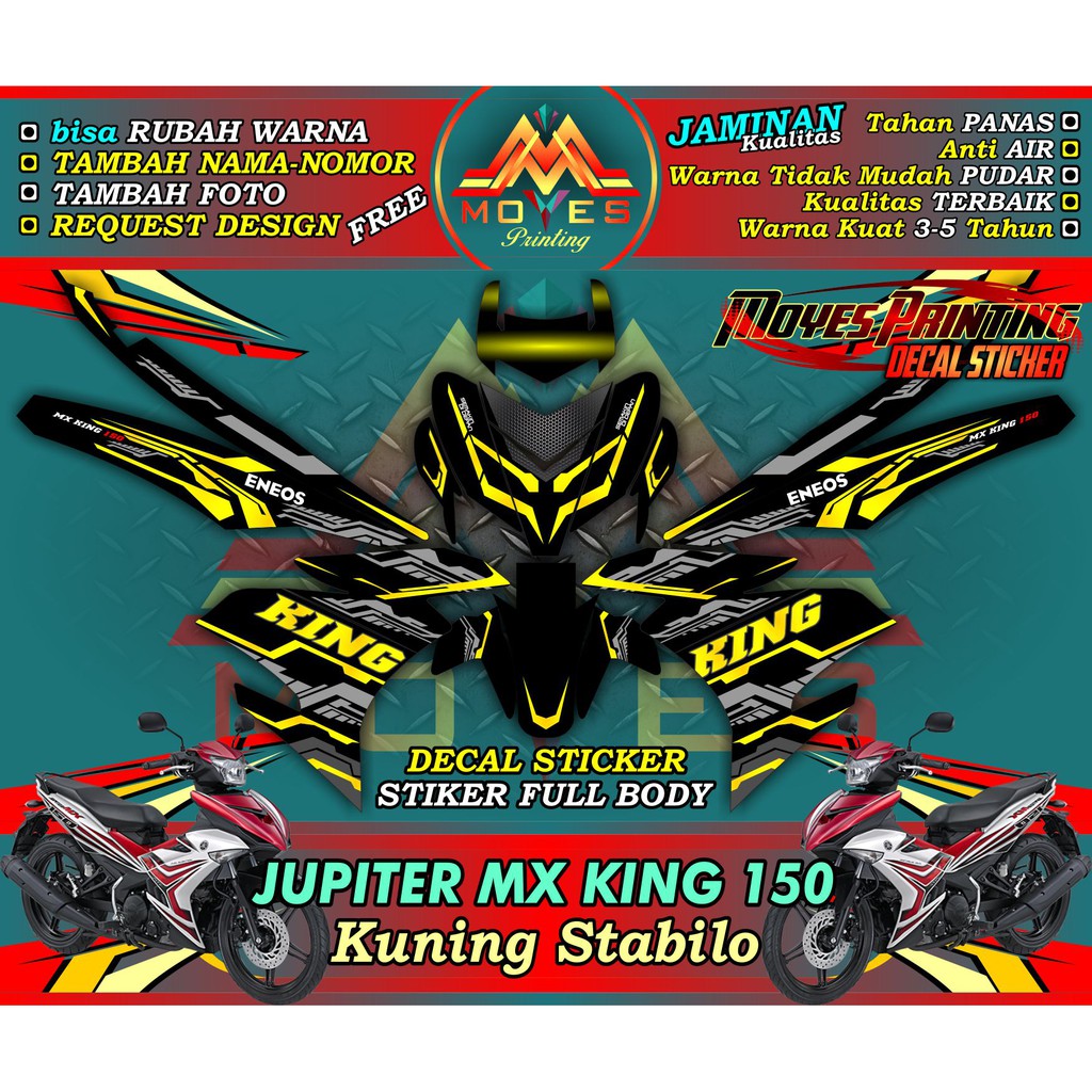 Jual Stiker Jupiter Mx King 150 Decal Mx King Sticker Mx King 150 Facelift Kuning Stabilo Indonesia Shopee Indonesia