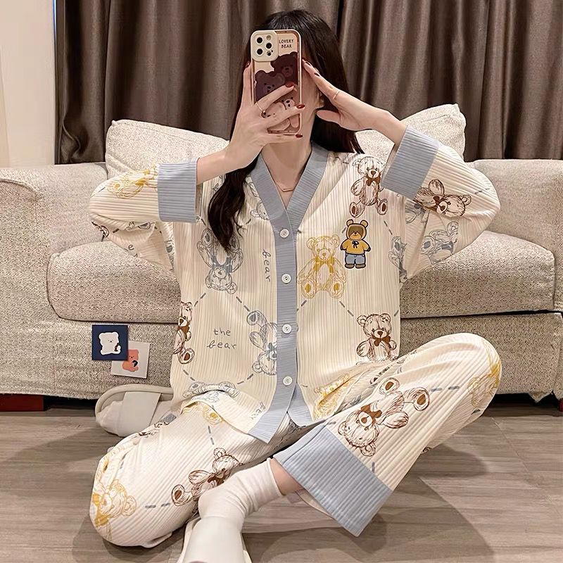 COD Stelan Import PP Kancing /Piyama Oversize lengan panjang/ Baju tidur Dewasa Wanita-1