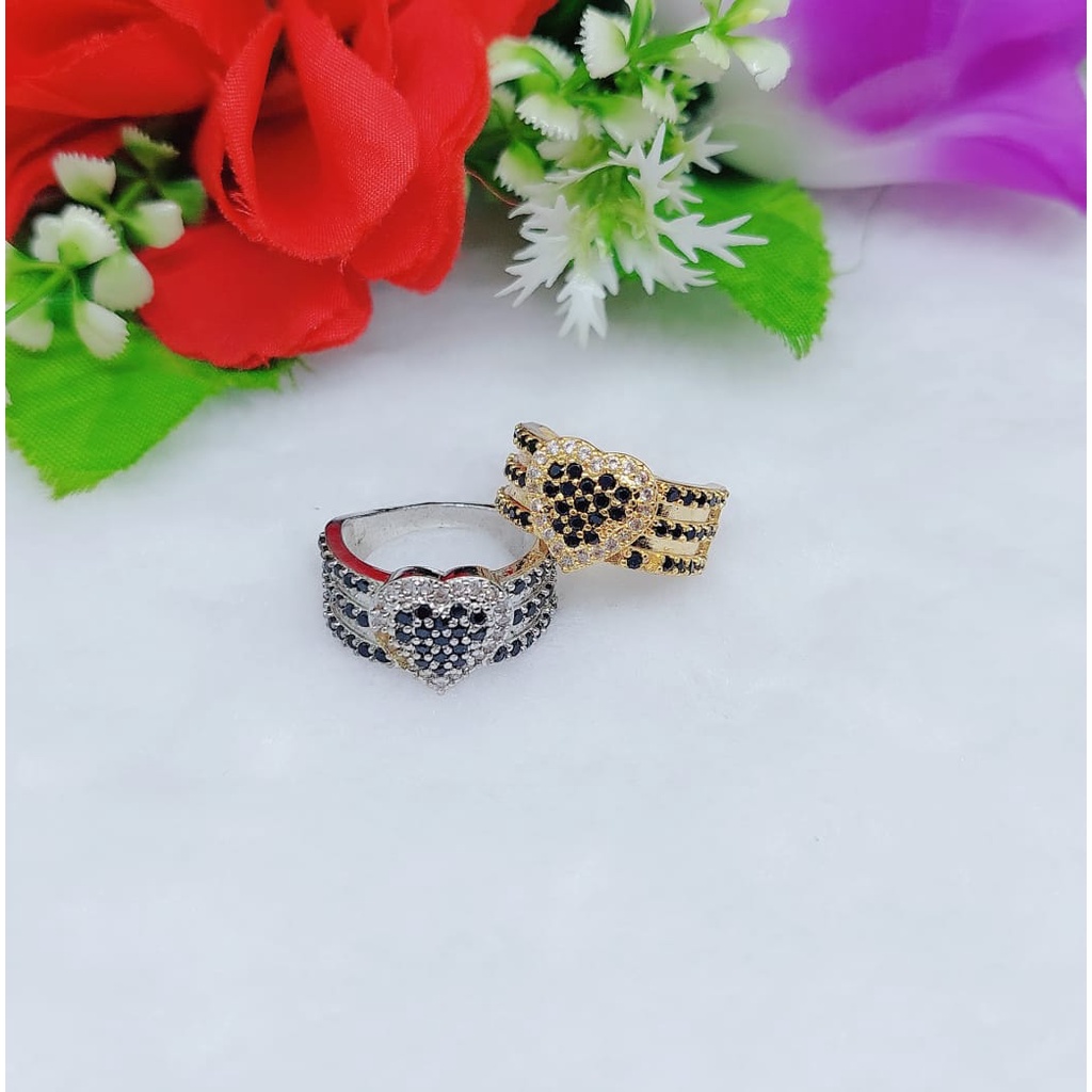 Cincin xuping permata hitam lapis emas 0445-0447