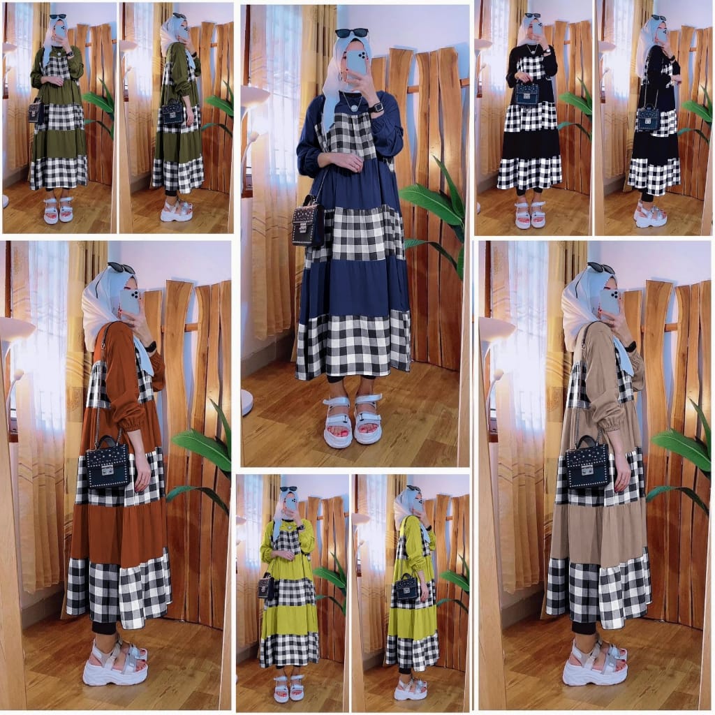 PAKAIAN WANITA LONG TUNIK OOTD VIOLA MAXY KOTAK SQUARE JUMBO DMR