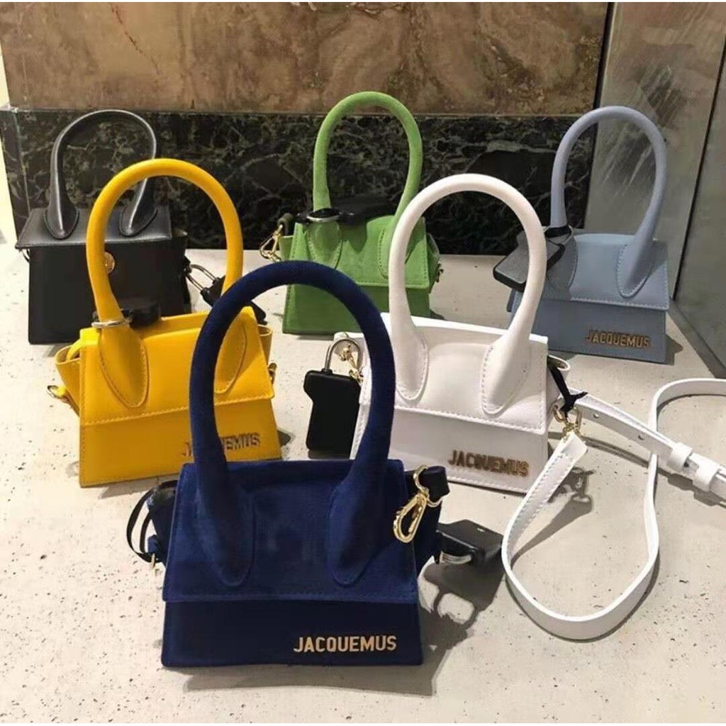 Original Tas bahu kulit buaya mini Jacquemus untuk wanita /ukuran; 18x13x6cm