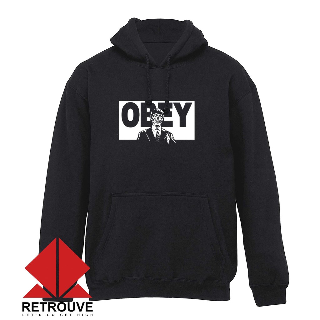 Hoodie Jaket Distro Obey - Hitam