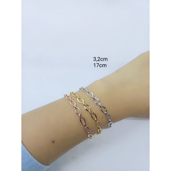 gelang perak asli lapis emas/gelang perak nori oval holo ukir 2bel/gelang asli silver 925/gelang fashion wanit