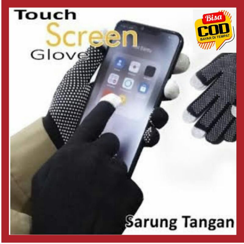 Sarung Tangan Touchscreen Layar Sentuh Handphone Bintik Motor Murah Pria Wanita