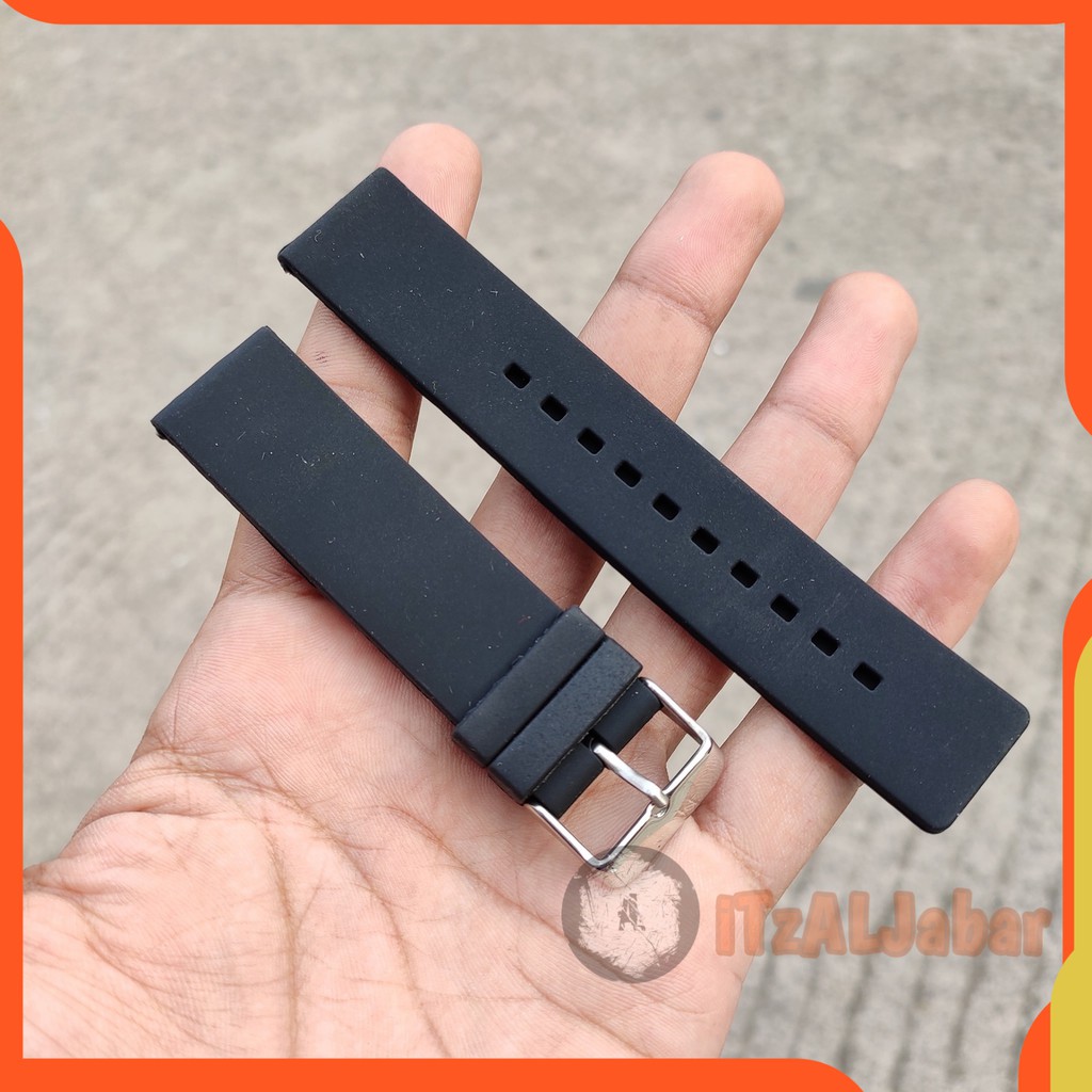 Tali jam tangan Silikon Silicone strap 20mm 22mm polos hitam