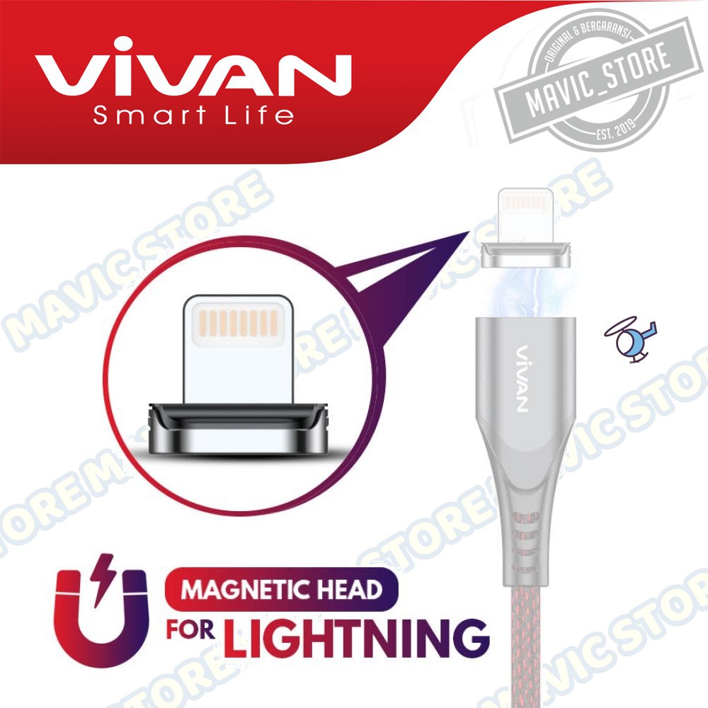 VIVAN VMG-03 2.4A Lightning Magnetic Head - Garansi Resmi 1 Tahun