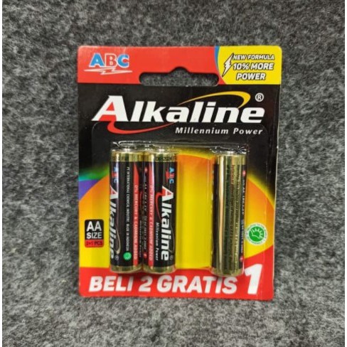 Baterai ABC Alkaline 2+1 (Beli 2 gratis 1) Baterai AA Baterai AAA