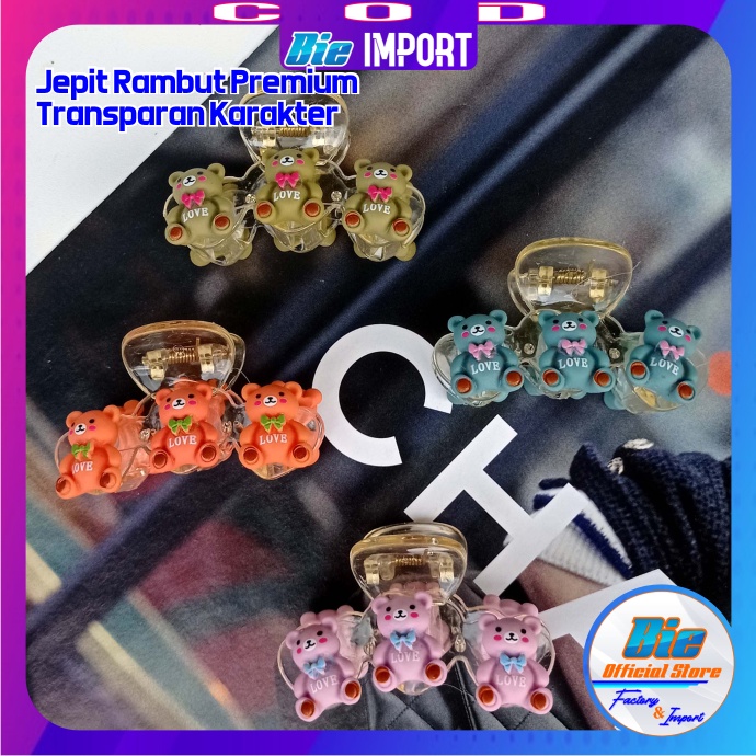 Jepit Rambut Transparan Karakter Premium impor Best Seller