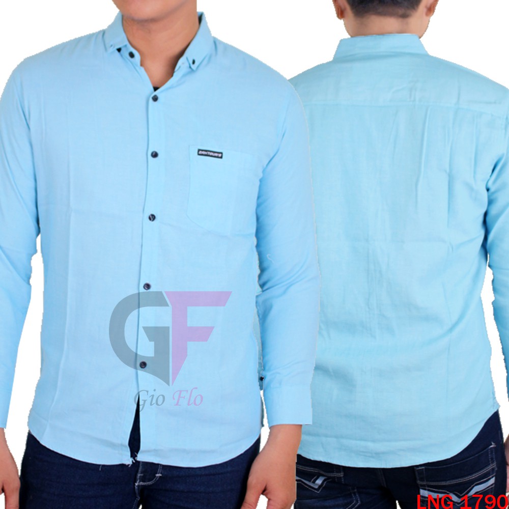 GIOFLO Kemeja Oxford Cowok Lengan Panjang Polos Casual (Banyak Pilihan Warna)