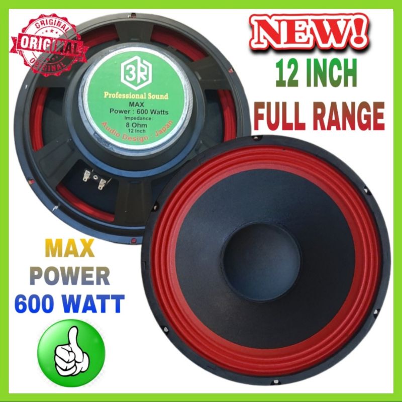 Speaker Component 3R 12 In Full Range Merah Magnet Besar Max 600 Watt