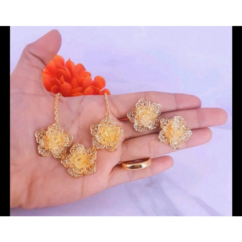 set bunga kendari lapis emas 24k