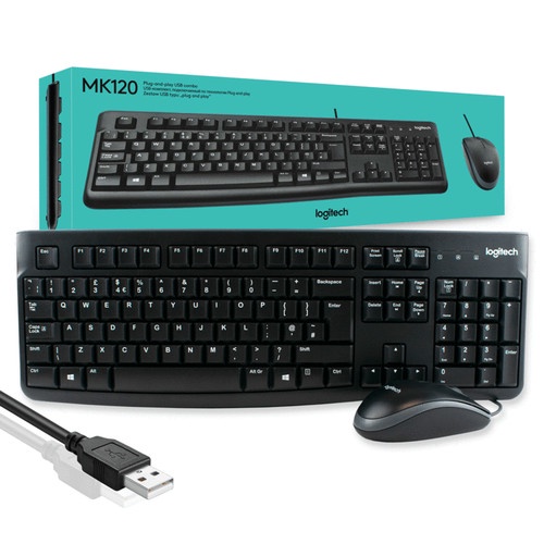 Logitech Keyboard + Mouse Optic USB Mk120 resmi