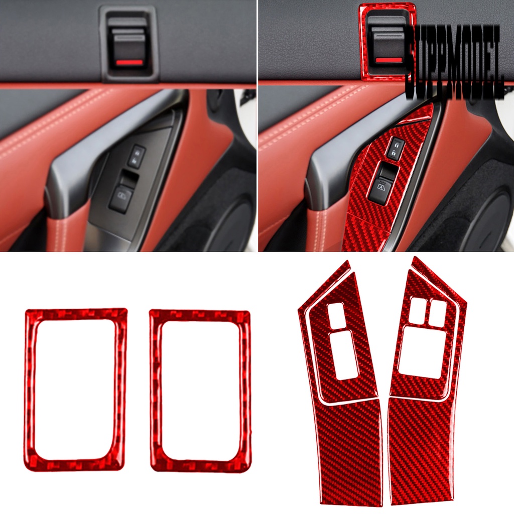 Suppmodelx &lt; 6Pcs / Set Sticker Dekorasi Panel Kunci Pintu / Jendela Mobil GTR R35 2008-2016