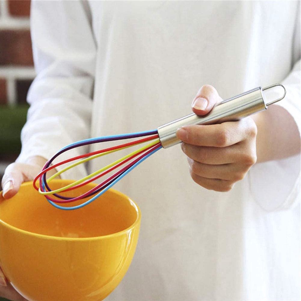 Colorful Stainless Steel Egg Whisk Kitchen Mixer Balloon Wire Egg Beater