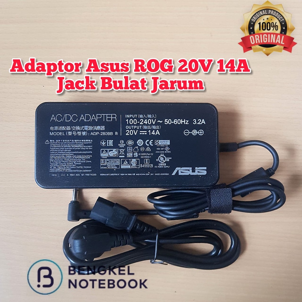 Adaptor Asus ROG 20v 14A 280w Jack 6.0x3.7mm 6037 ADP-280BB B  ASUS PG35V GX551QS GX551QR GX551 GX703 GX703HS GX703HR GX703HM G732LWS G703GI GX701 G703GX