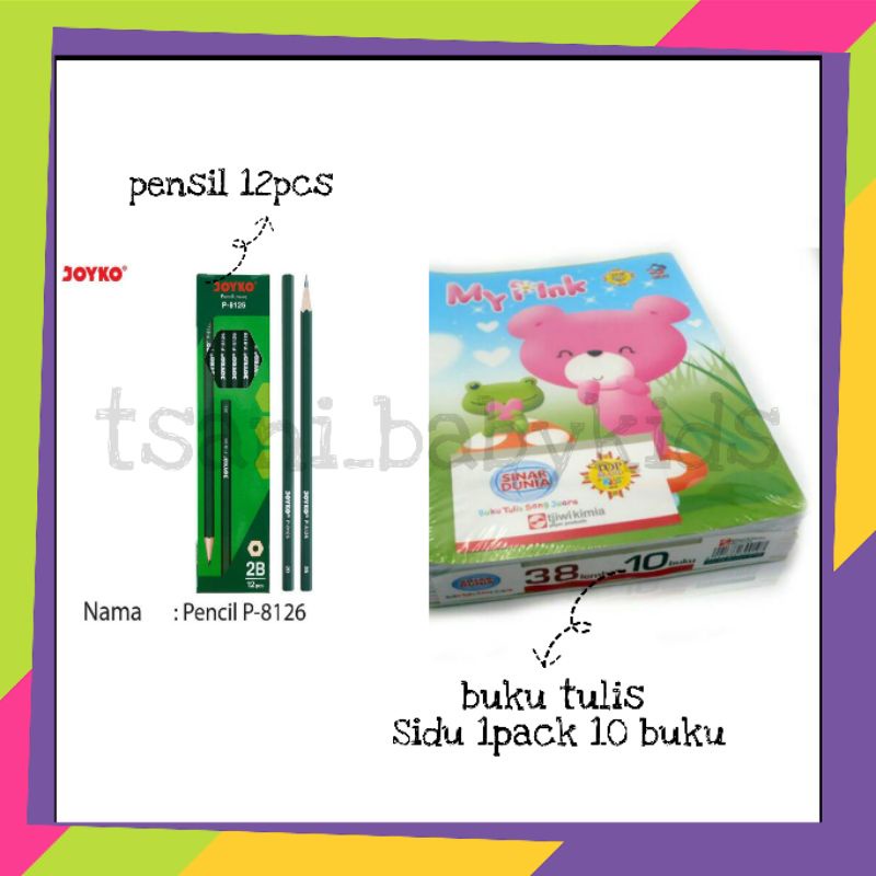 

Paket Buku Tulis Pensil Bolpen / Perlengkapan ngaji Iqro / Buku Sidu