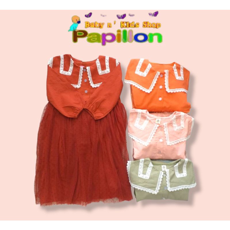 Mi Angel Gamis Anak + Kerudung Motif Tile Polkadot