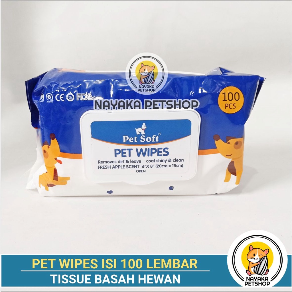 Tissue Basah Hewan Pet Soft 100 Lembar Pet Wipes Tisu Kucing Tissu Pembersih Sugar Glider Hamster Anjing