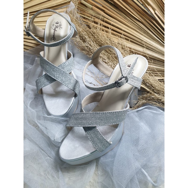 sepatu gliter silver sepatu devina tinggi 10cm