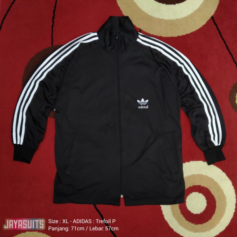 Jaket ADIDAS Tracktop : Trefoil Hitam Stripe