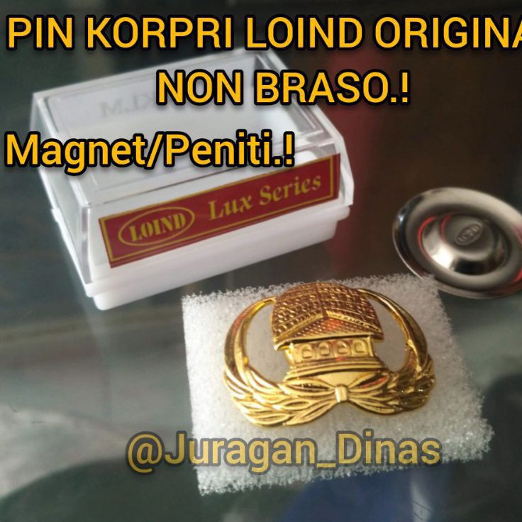 PIN KORPRI LOIND MAGNET PENITI ORIGINAL NON BRASO SEPUH KUNING EMAS