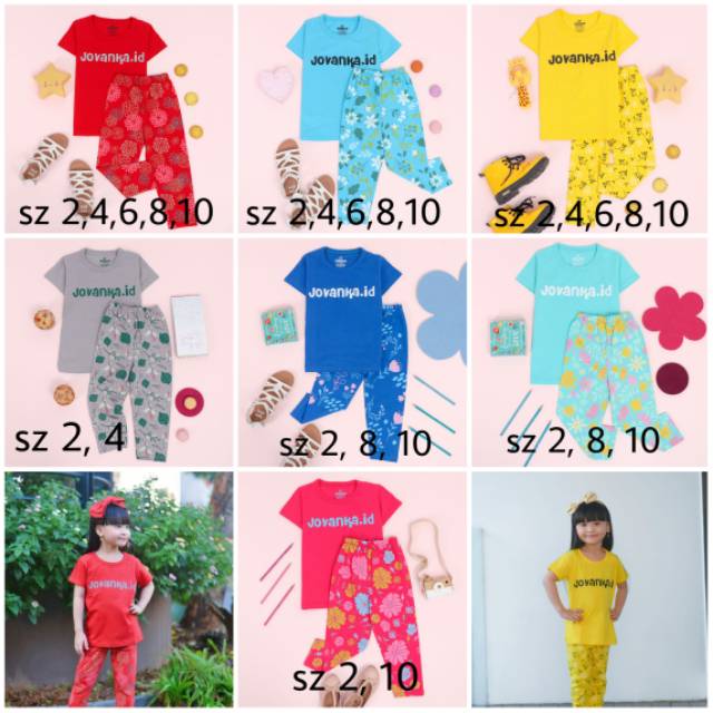 stelan anak cewek floral jovanka / setelan kaos mix celana panjang anak cewek