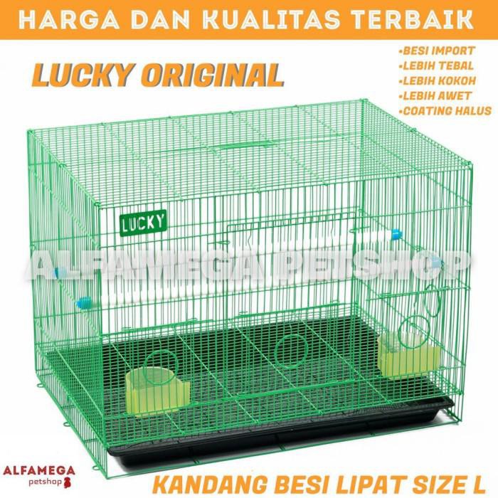 KANDANG UMBARAN BESI LIPAT SIZE L 60x50x44 BURUNG PLECI LOVEBIRD LUCKY