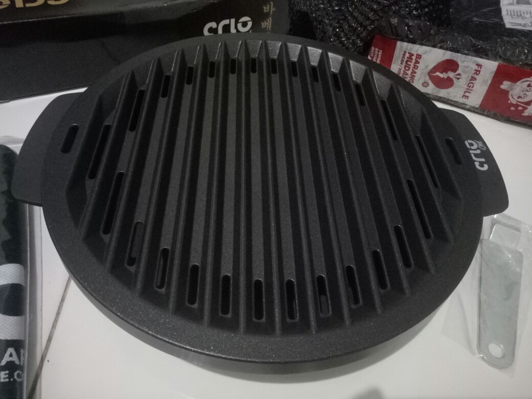 Pemanggang Bbq/pemanggang Sate/pemanggang Korea Praktis Crio Chef Korean Bbq Grill Plate Bonus Tongs