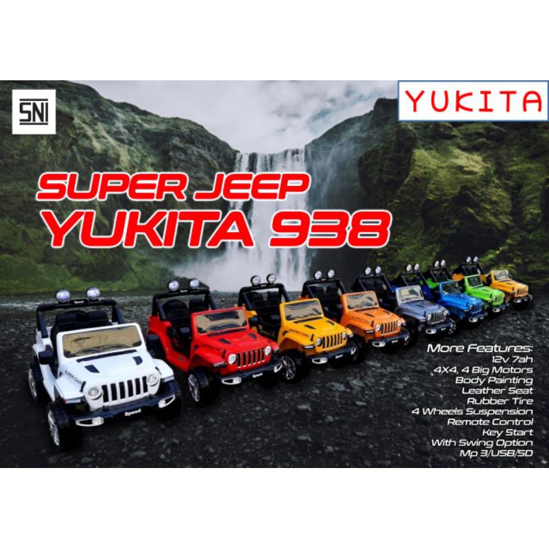 Mobil Aki Jeep POLICE YUKITA 938 Rubicon Jumbo Size Off Road Electric Car Mobil Remote Control RC OR