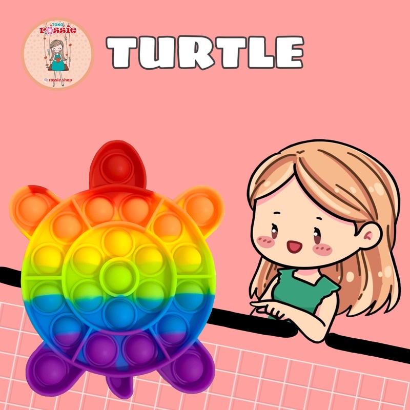 READY!READY! Fidget Pop It Rainbow Lengkap Murah/Mainan Sensorik Pereda Stres/Pop It Viral-Turtle