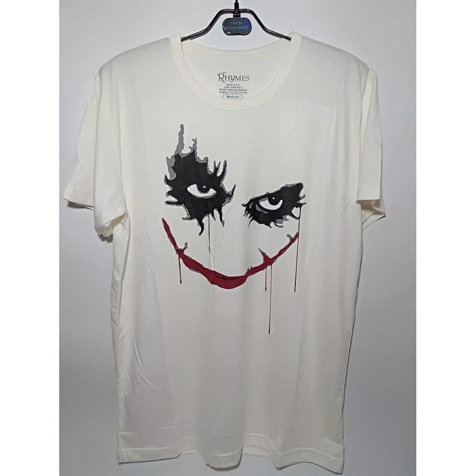 Kaos Baju Joker Putih Tshirt Superhero Premium Quality Rhymes Import