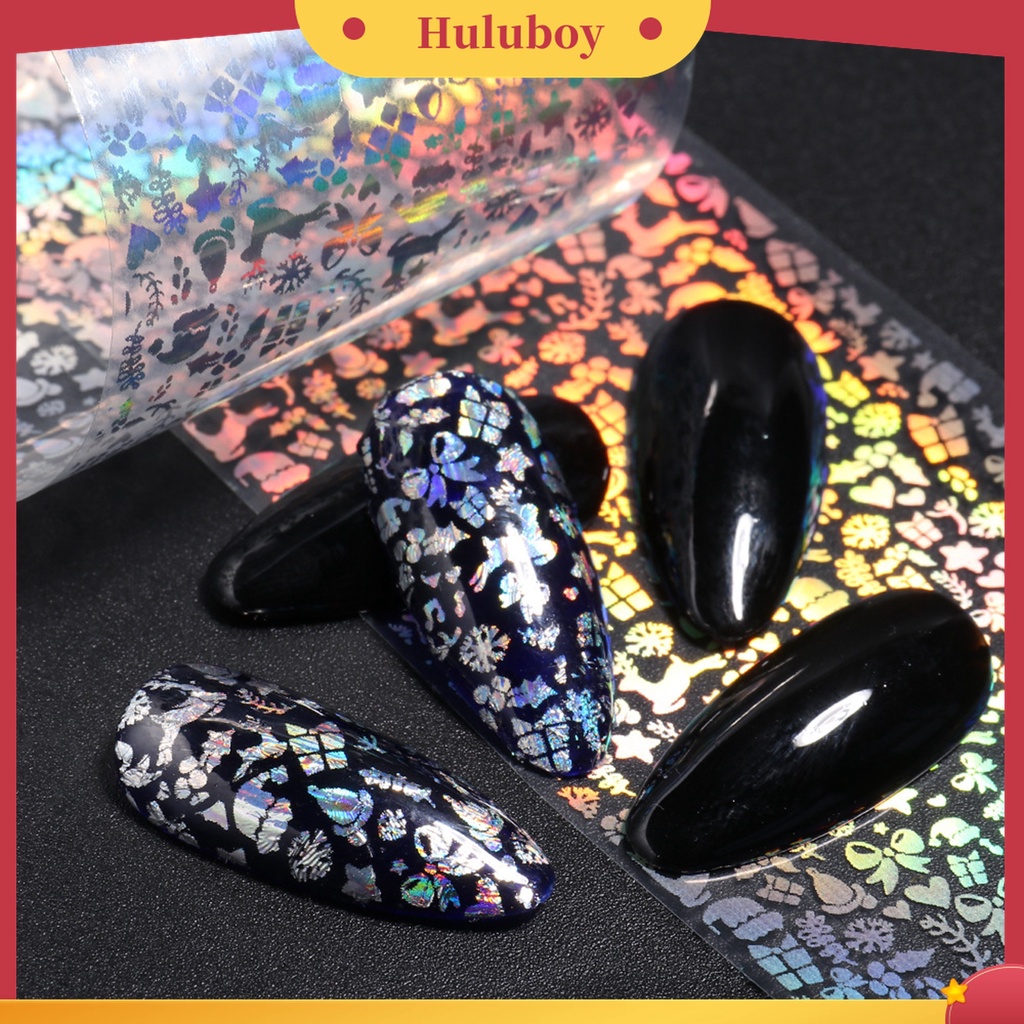 Huluboy Huluboy♡ 10pcs / Set Stiker Kuku Motif Snowflake Natal Untuk Nail Art Wanita