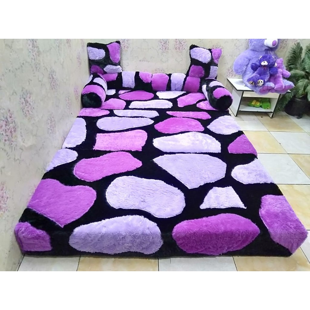 Kasur Lipat Karakter Fullset Bantal Guling Tebal 20Cm