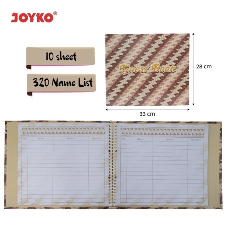 ( 1 Buku 10 Lembar ) JOYKO GUEST BOOK - BUKU TAMU DAFTAR UNDANGAN PINK BATIK MOTIF 240 - 320 UNDANGAN