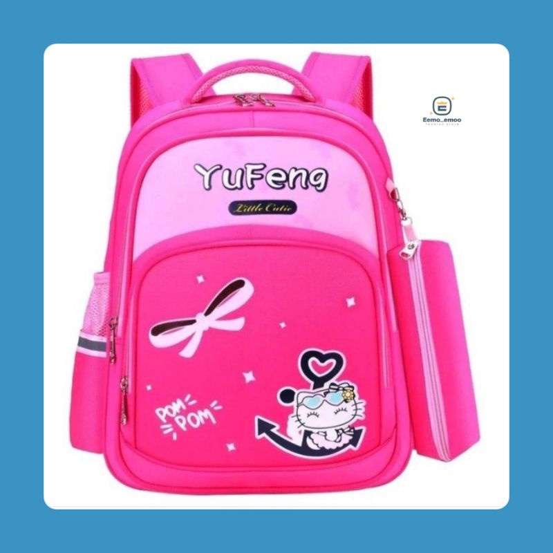 YUFENG TAS RANSEL ANAK SEKOLAH UNISEX MOTIF KUCING DINOSAURUS UTK PAUD/TK/SD RANSEL ANAK MURAH EMOEMO