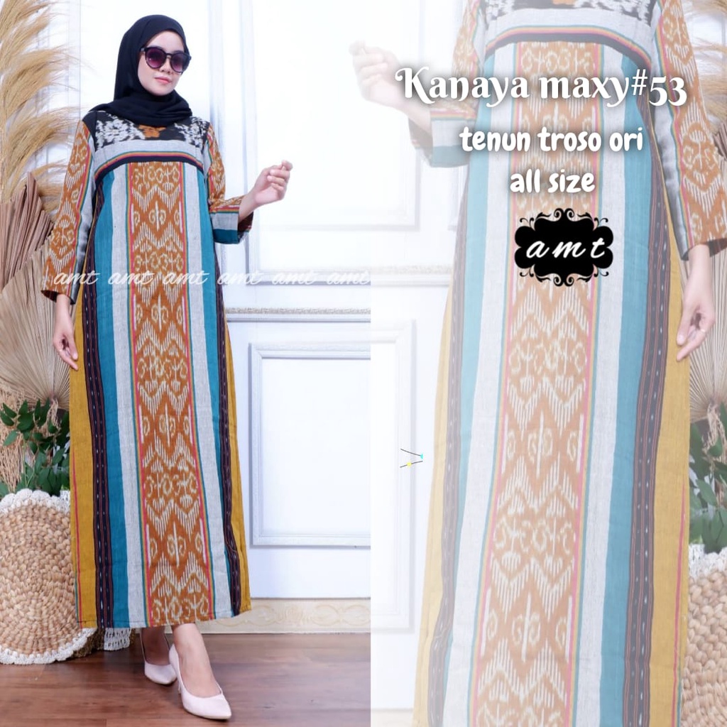 Gamis Maxi Batik Tenun by Butik Batik Solo Bahan Tenuni kode GAMIS MAXI TENUN KANAYA