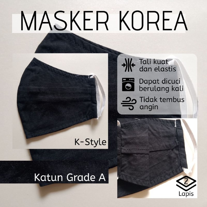 Masker Kain Korea | Masker Kpop | Masker Katun 2Lapis | Nyaman & Keren | Reusable Mask | Masker Idol